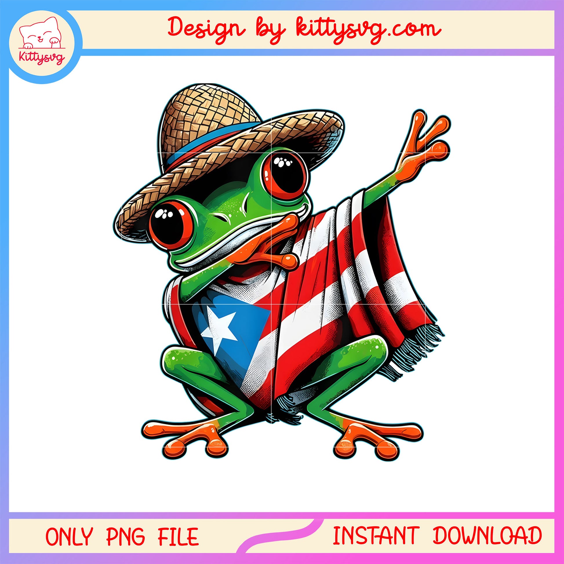 Puerto rico frog american flag png, puerto rica frog png