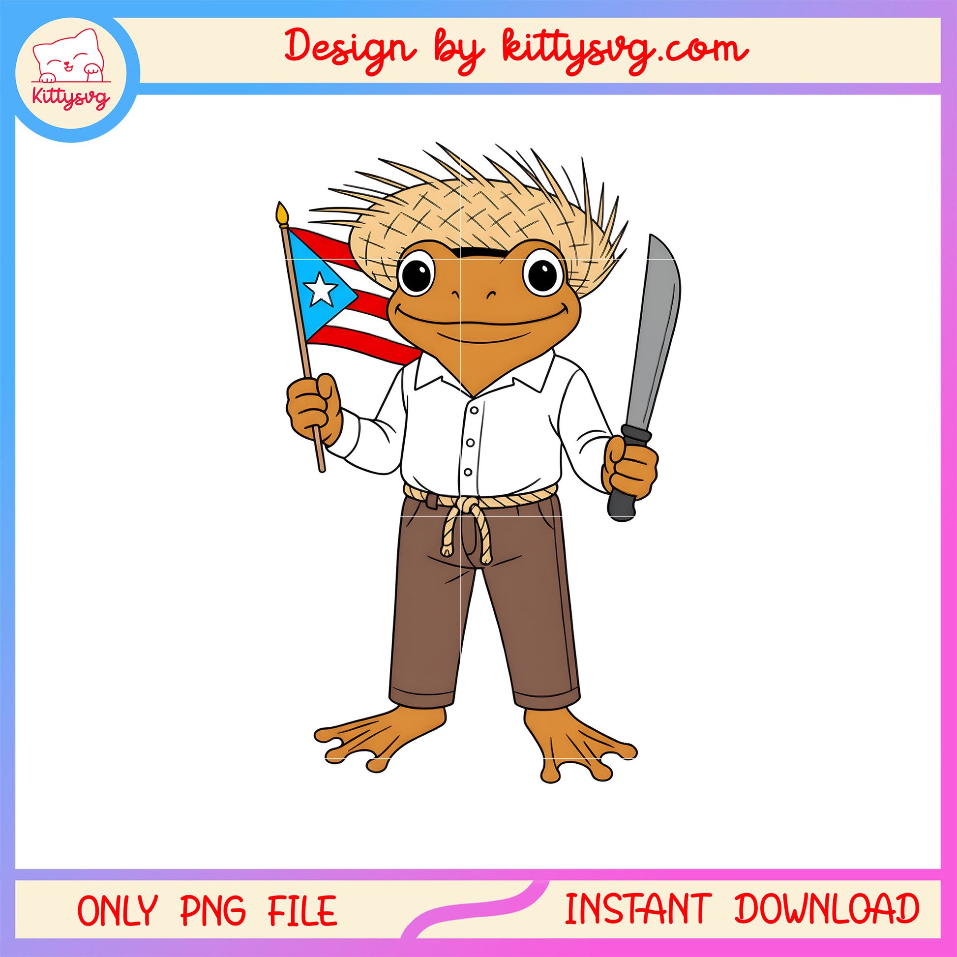 Puerto rico frog hand knife american flag png, coqui frog of puerto rico png