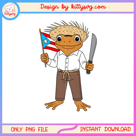 Puerto rico frog hand knife american flag png, coqui frog of puerto rico png