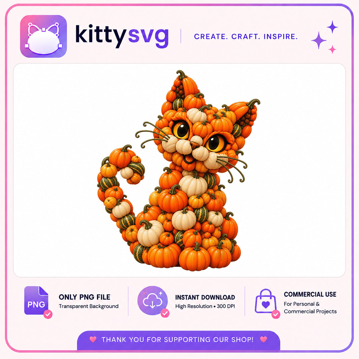 Pumpkin Cat PNG, Halloween Cat Clipart, Fall Cat PNG