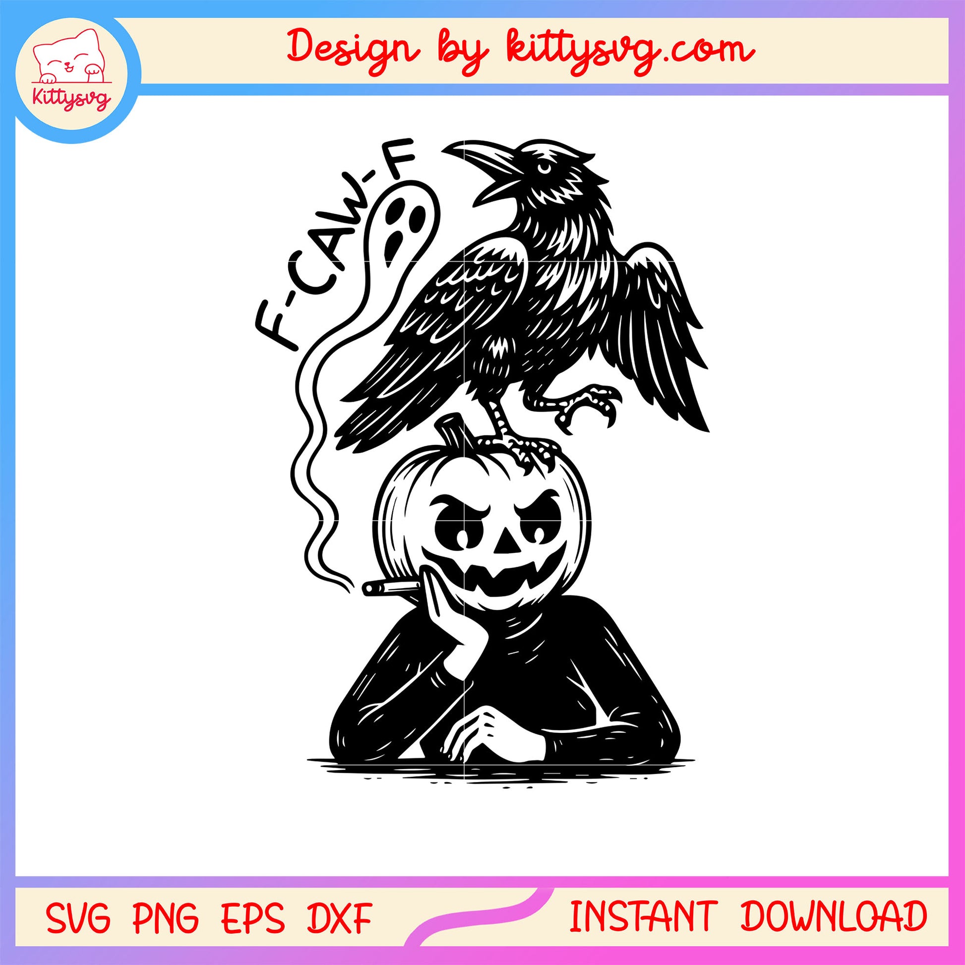 Pumpkin king and crow f-caw-f design svg, halloween day svg