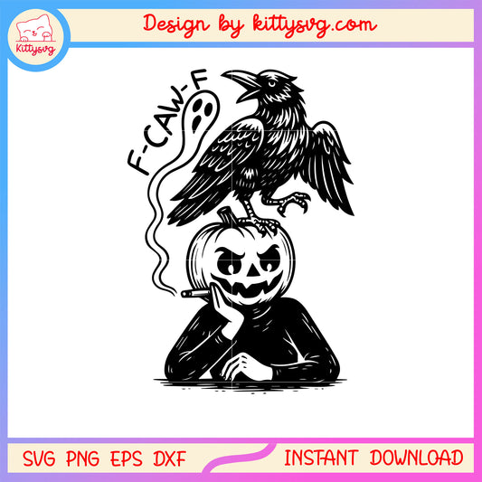 Pumpkin king and crow f-caw-f design svg, halloween day svg