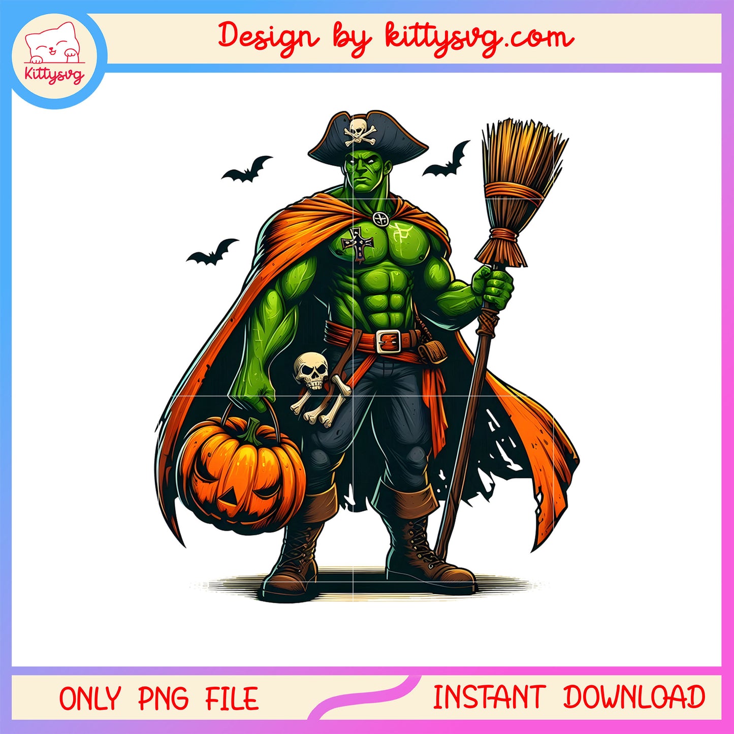 Pumpkin pirate hulk halloween png, hulk character png