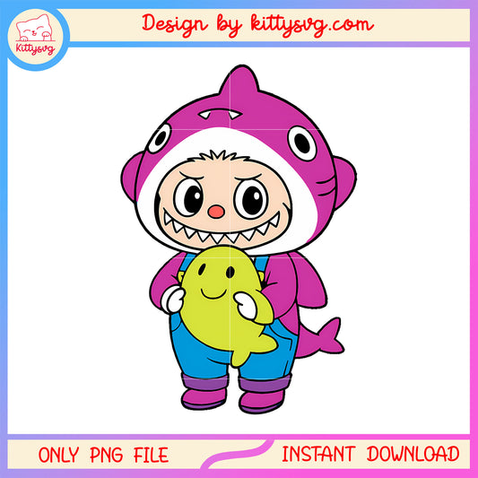 Purple baby shark labubu cute doll drawing png, cute labubu png