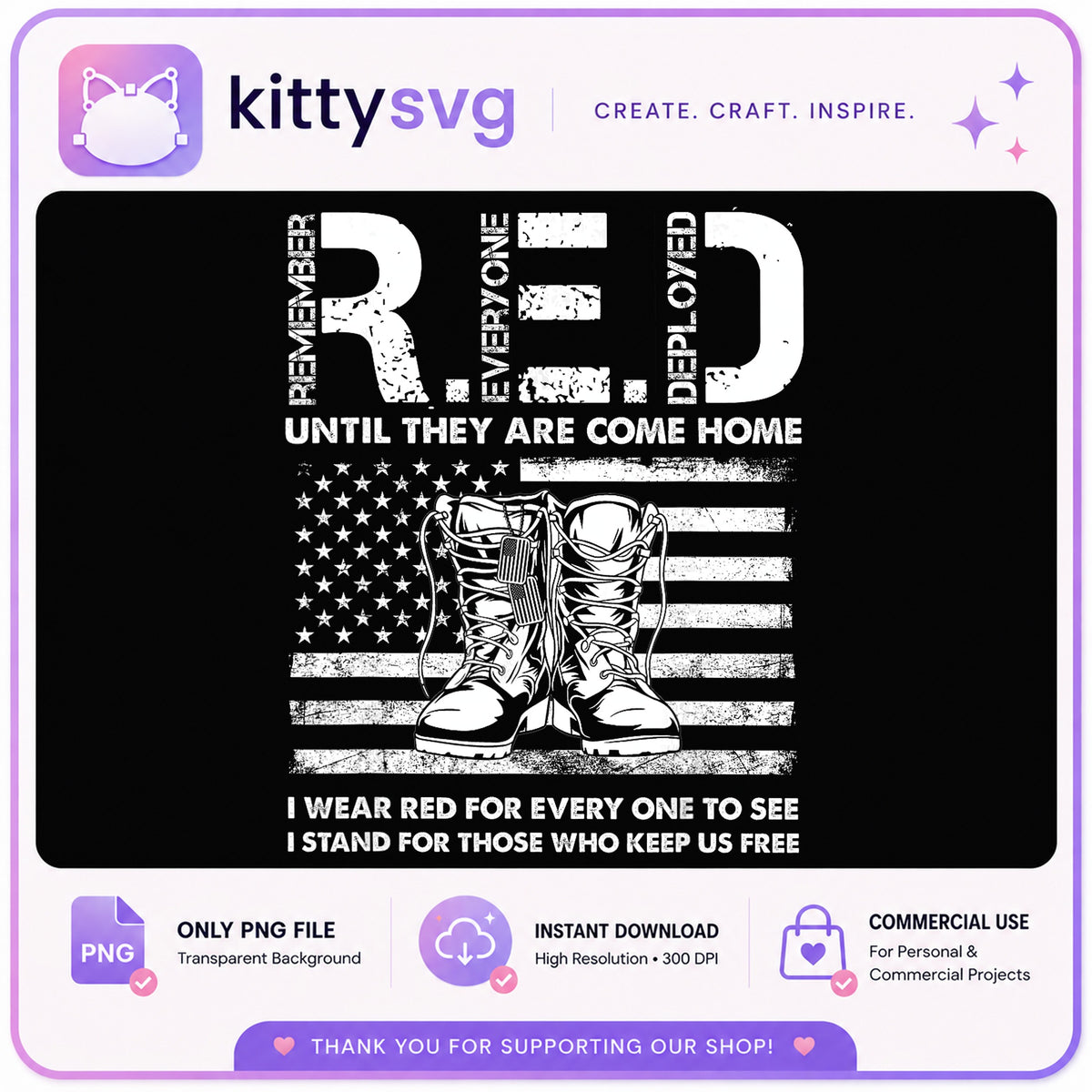 RED Remember Everyone Deployed PNG, Military Boots Flag PNG, Veteran PNG