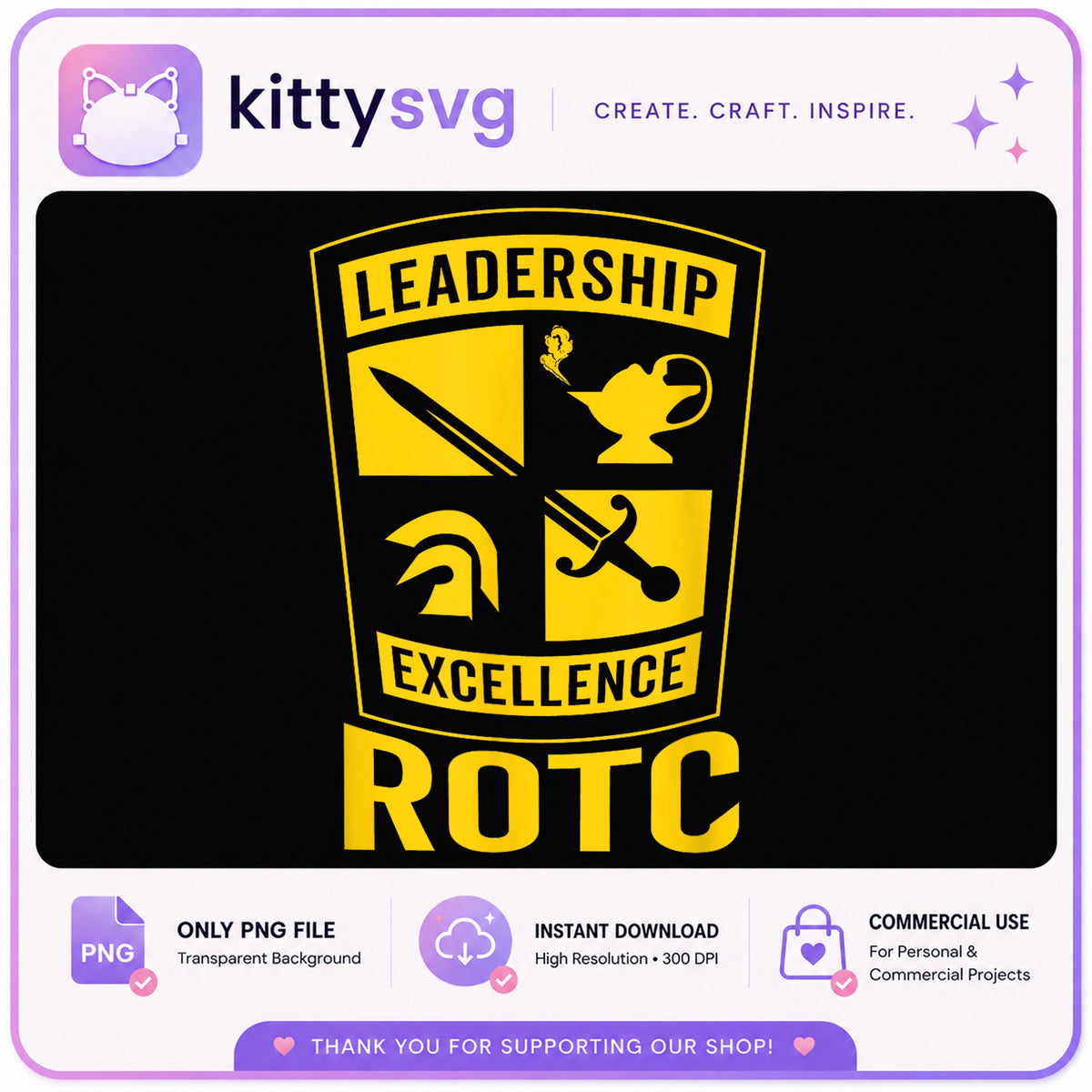 ROTC Leadership Excellence Badge PNG, Military Shield, Cadet PNG