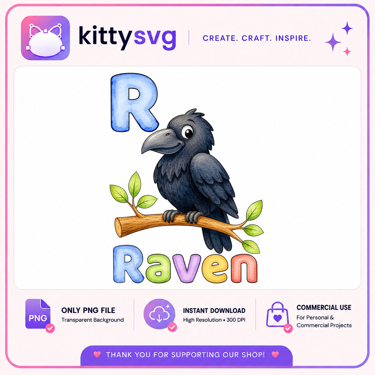 R Is For Raven Clipart PNG, Alphabet Animal PNG, Bird PNG