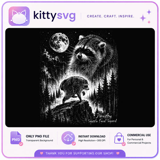 Raccoon Moon Night Forest PNG, Feral Raccoon PNG, Wild Animal PNG