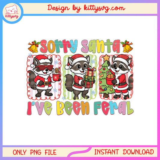 Raccoon sorry santa i've been feral png, christmas raccoon png