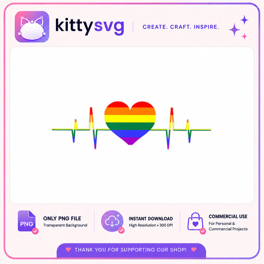 Rainbow Heart Heartbeat PNG, Pride LGBT PNG, Gay Pride PNG