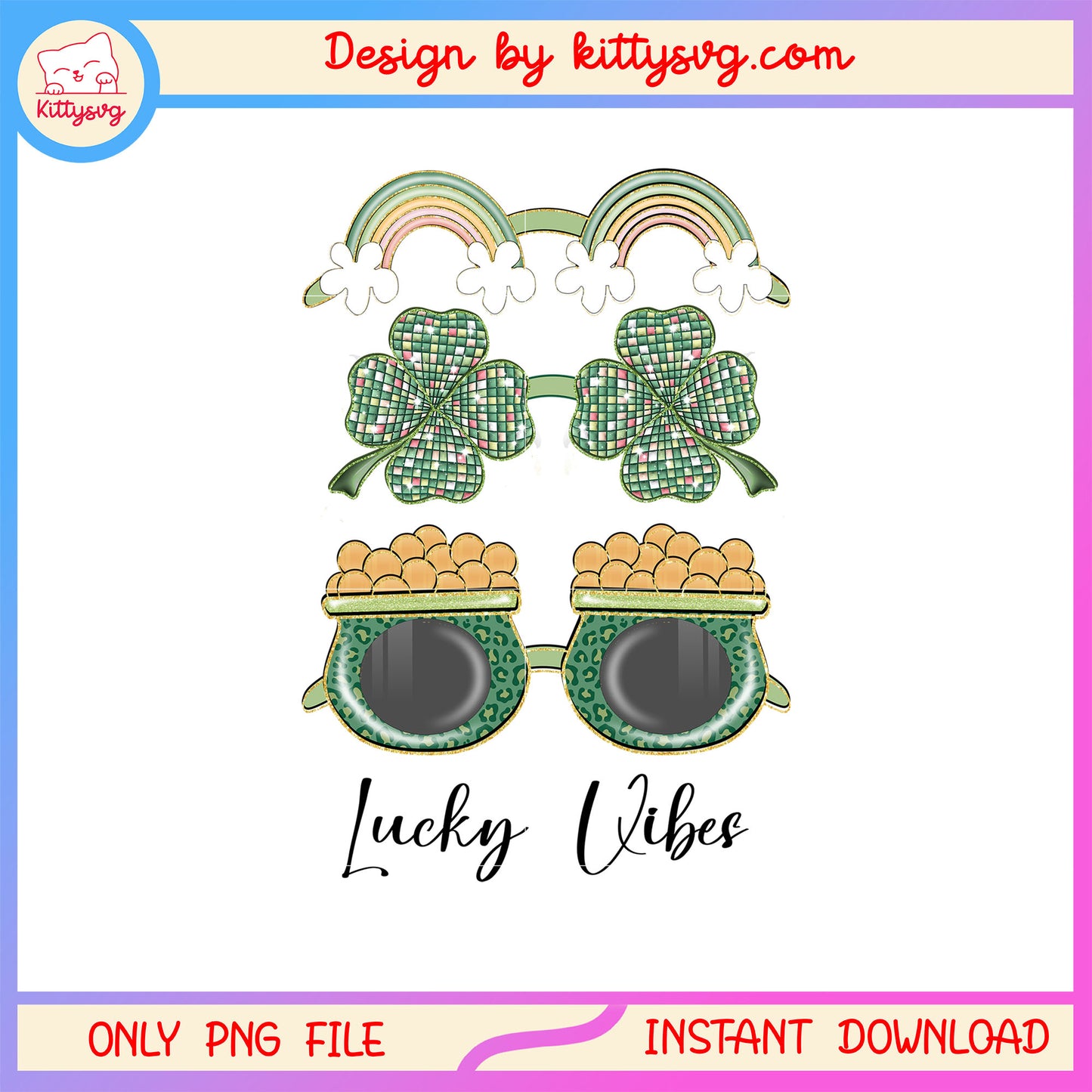 Rainbow and clover patrick png, st patrick's day clover png