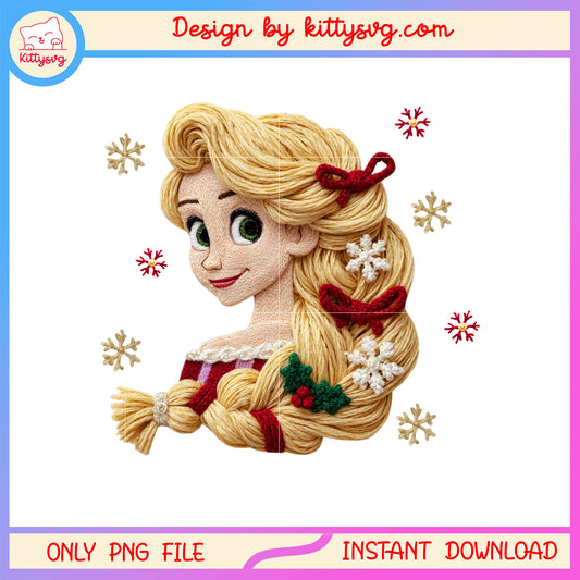Rapunzel face christmas patchwork png, disney rapunzel png