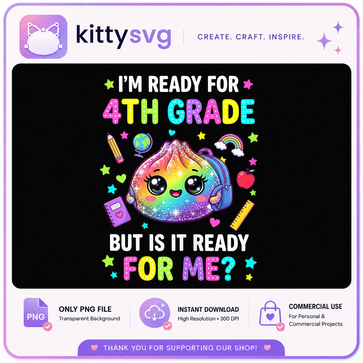 Ready For 4th Grade PNG, Back To School PNG, Teacher PNG