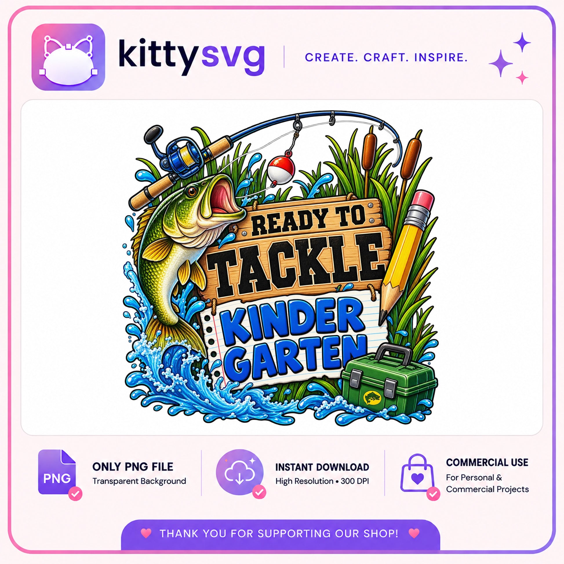 Ready To Tackle Kindergarten PNG, Fishing Back To School PNG, Kids PNG