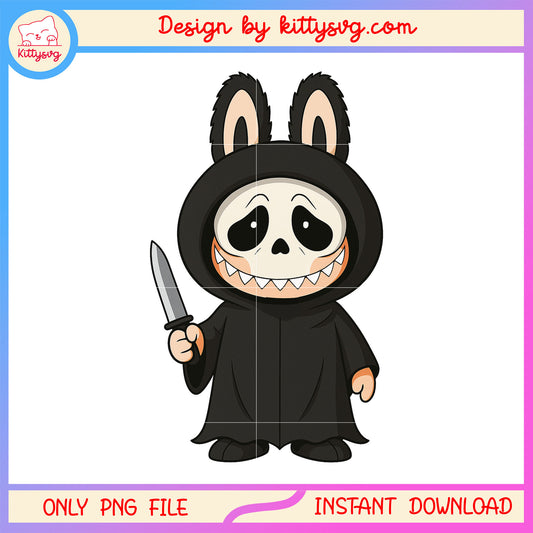 Real labubu ghostface mask doll clothes design png, ghostface png