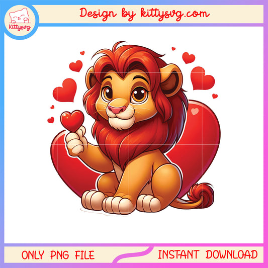 Red hearts lion valentine png, valentines day lion​ png