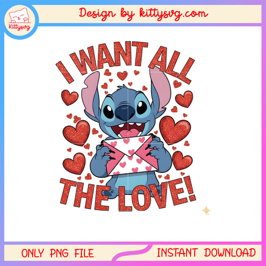 Red hearts stitch valentine png, stitch valentines day​​ png