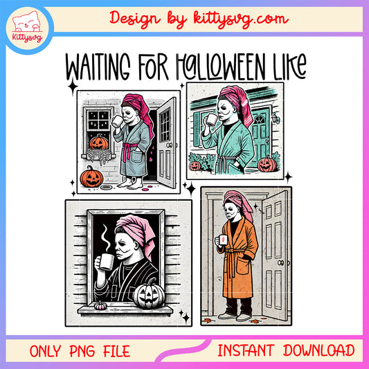 Retro Michael Myers waiting for halloween png, horror killers png