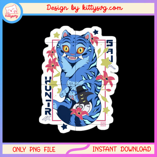Retro derpy tiger character sticker design png, netflix movie png