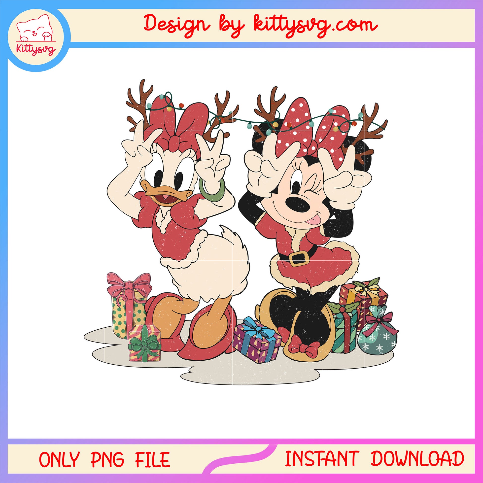 Retro disney daisy minnie hand hi christmas png, minnie and daisy png