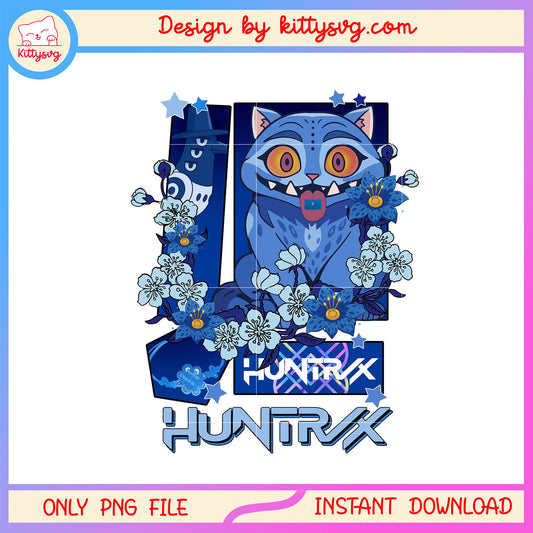 Retro floral huntrix derpy tiger design png, cute demon tiger derpy png