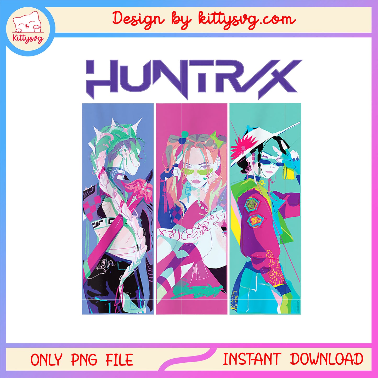 Retro huntrix girl band png, kpop demon hunter huntrix png