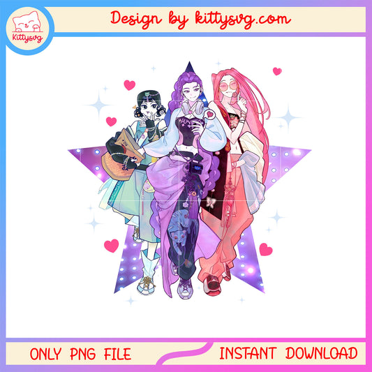 Retro kpop demon hunters huntrix png, kpop demon hunters movie png