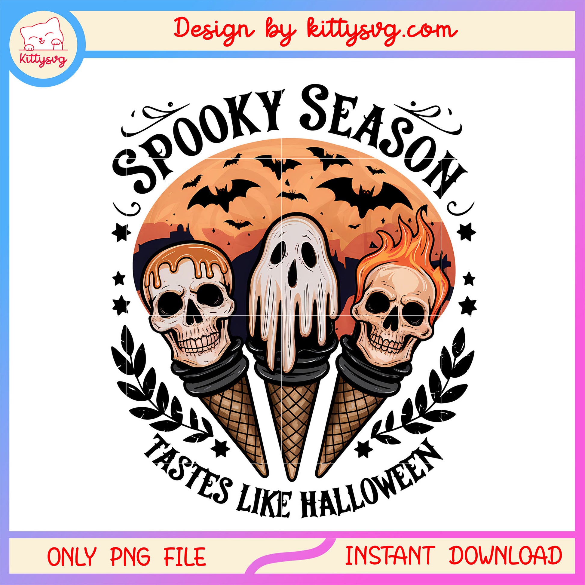 Retro spooky season tastes like halloween png, ice cream png, halloween png