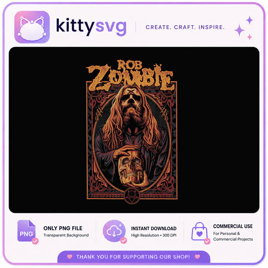 Rob Zombie PNG, Rock Band Skull Horror Graphic, Halloween PNG