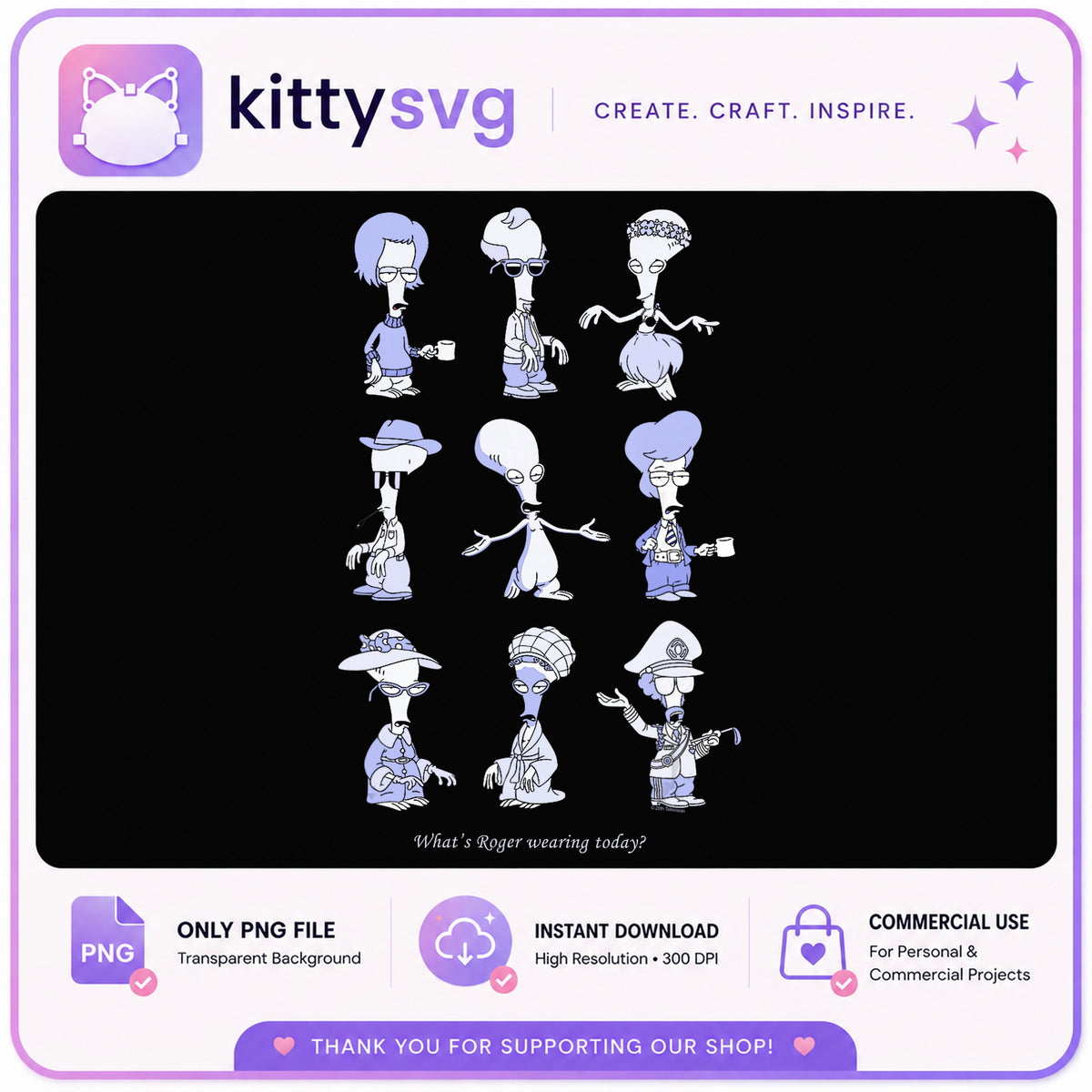 Roger American Dad Costumes Bundle PNG, Alien Clipart, American Dad PNG