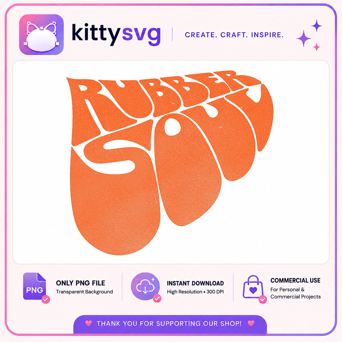 Rubber Soul Retro PNG, Groovy Typography PNG, Vintage Text PNG