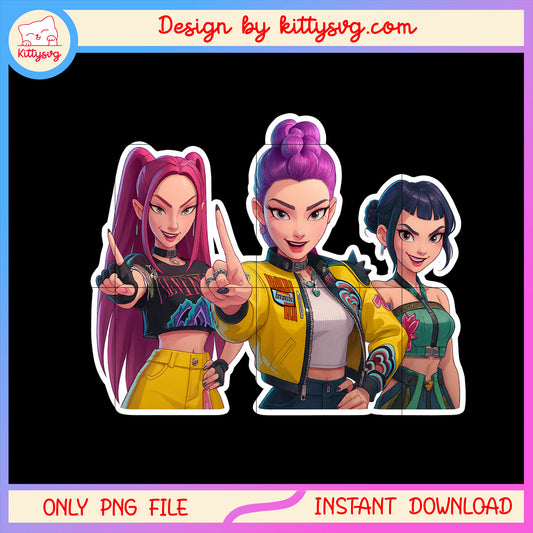 Rumi and friends png, kpop demon hunters png, huntrix movie png