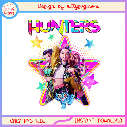 Rumi and friends star design png, kpop hunters characters png