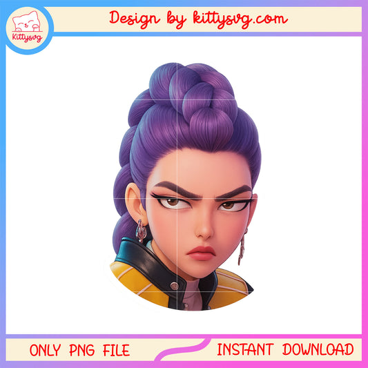 Rumi angry face design png, rumi kpop hunters png, rumi character png