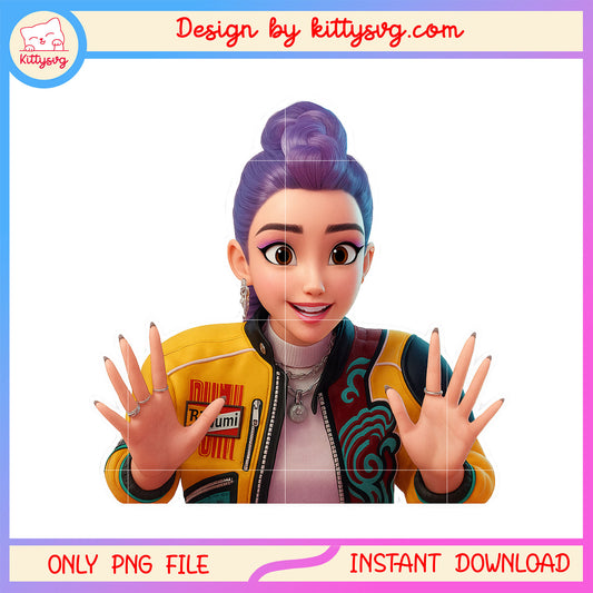 Rumi character kpop hunters design png, kpop demon hunters png