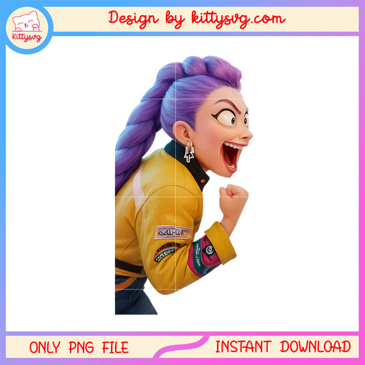 Rumi characters happy design png, rumi huntrix png, demon hunters movie png