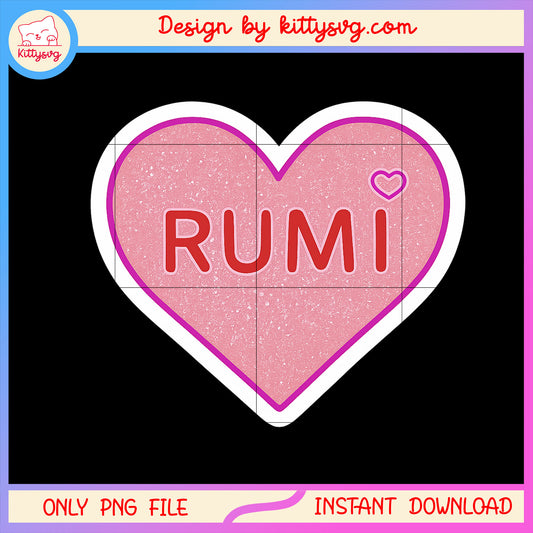 Rumi heart logo design png, kpop demon hunters png, rumi png