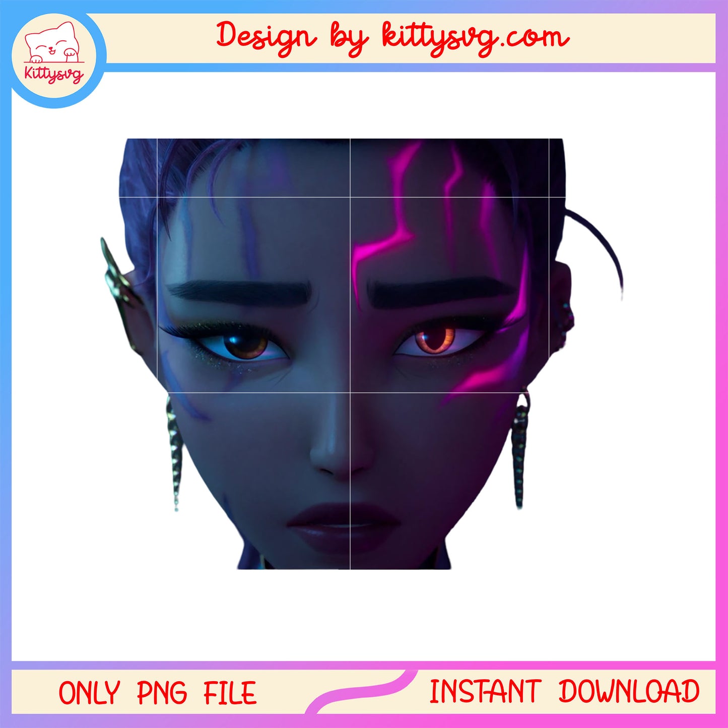 Rumi hunter face design png, rumi hunter form png