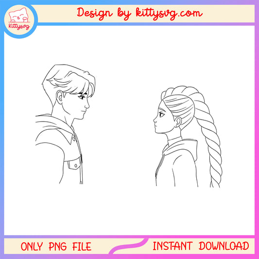 Rumi huntrix and jinu saja boys png, anime couple png