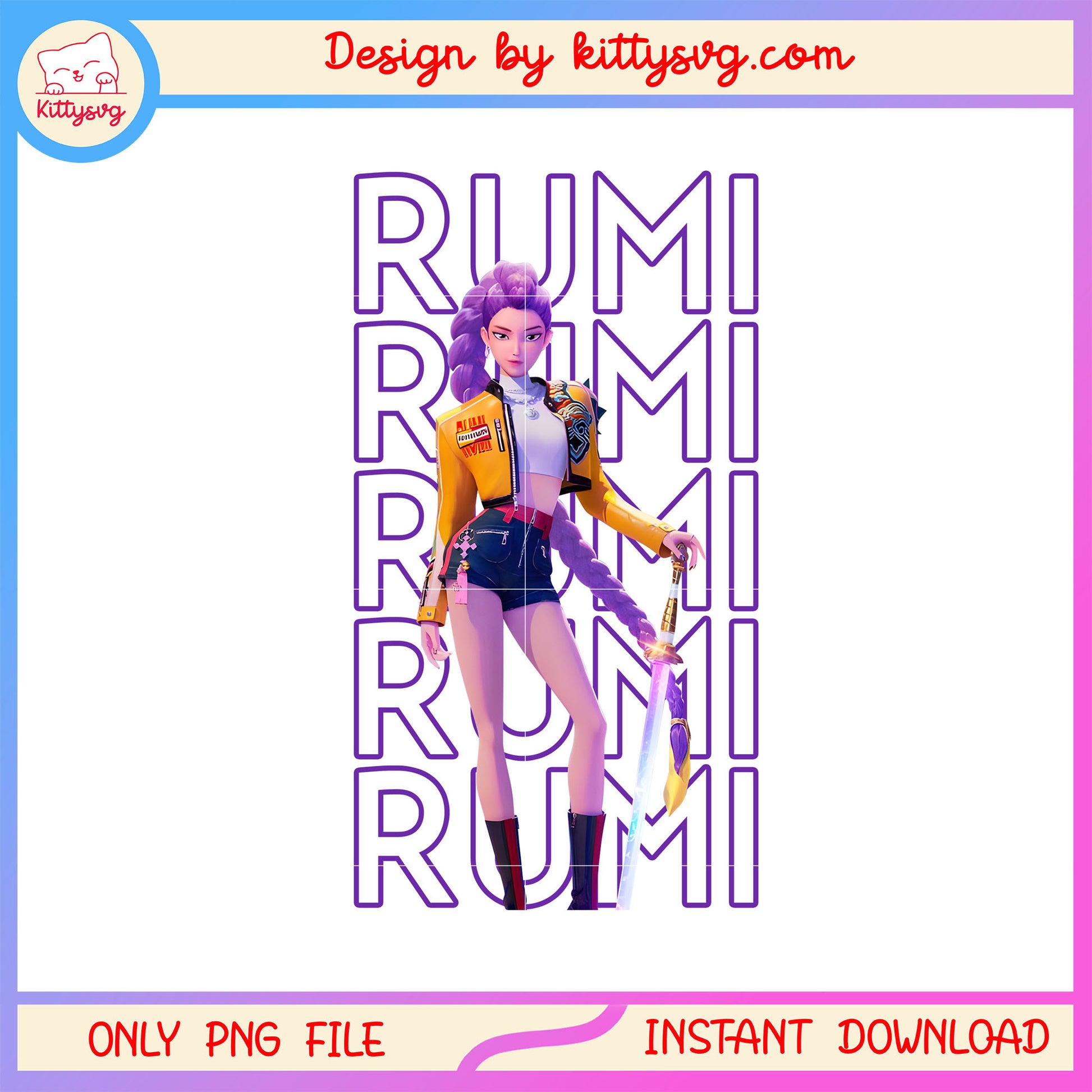 Rumi huntrix character design png, kpop demon hunters rumi png