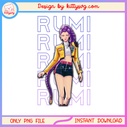 Rumi huntrix member design png, huntrix girl band png