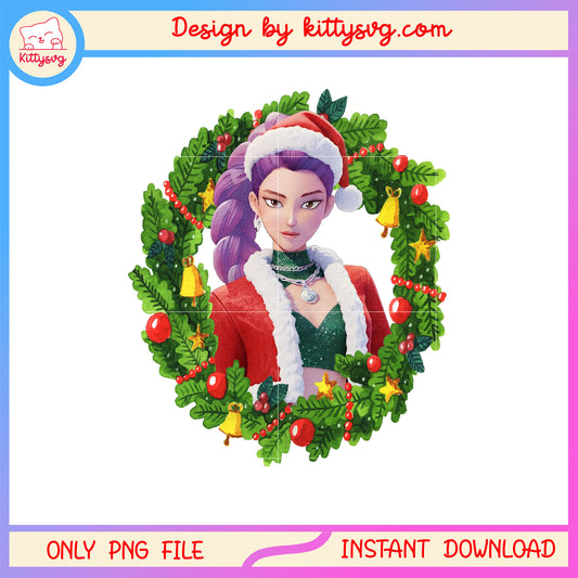 Rumi kpop demon hunters christmas wreath png, christmas ideas png