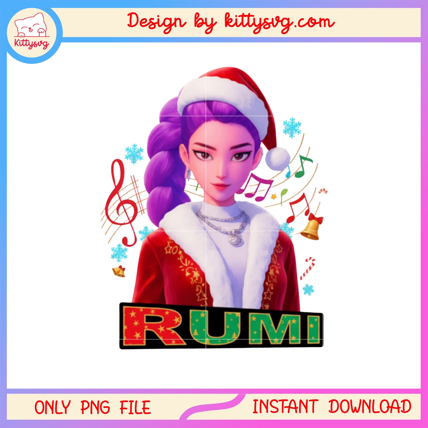 Rumi kpop hunters wear santa hat christmas png, christmas kpop png