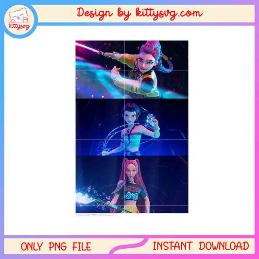 Rumi mira and zoey weapons design png, hunters form png