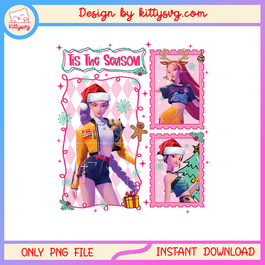 Rumi mira zoey huntrix tis the season frame png, the huntrix png