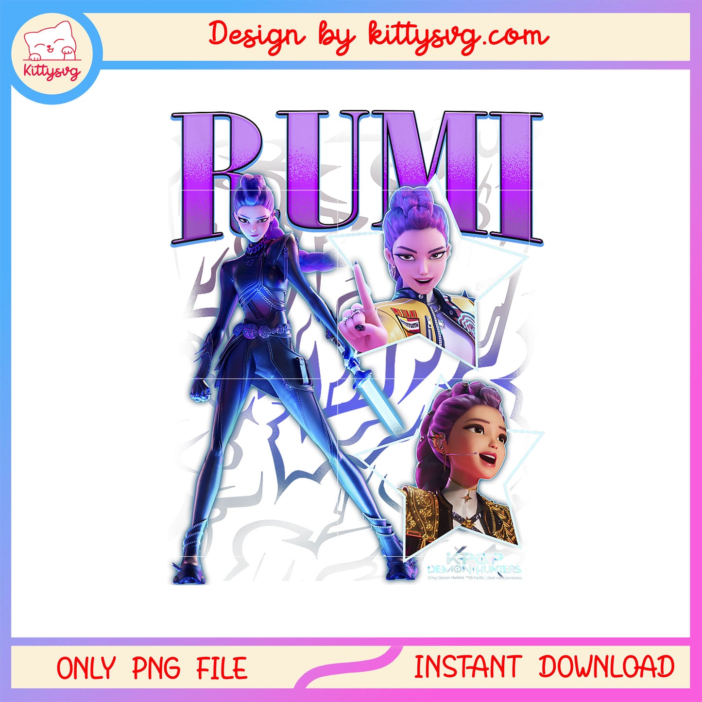Rumi showcase hunters form design png, rumi character png