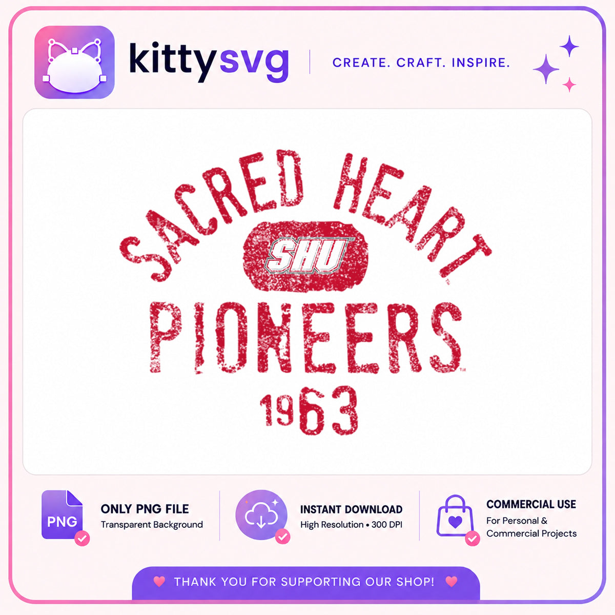 Sacred Heart Pioneers SHU PNG, College Football PNG, Vintage Sports PNG