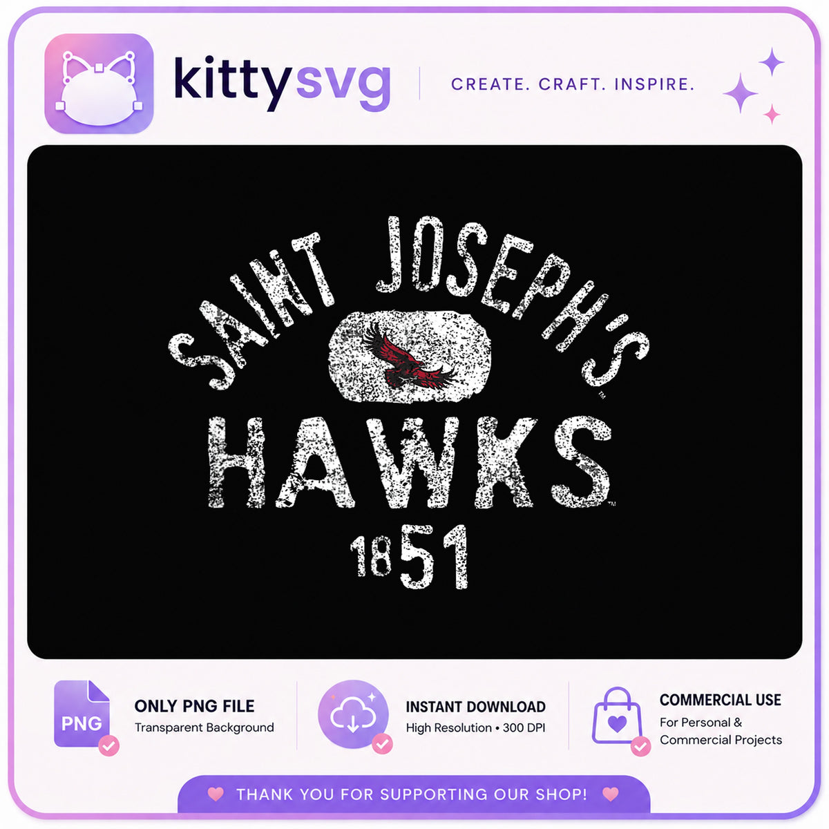 Saint Josephs Hawks PNG, Vintage College Mascot PNG, Sports PNG