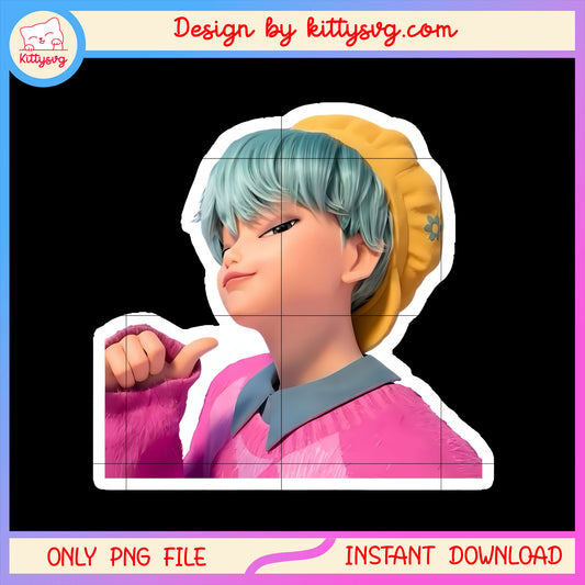 Saja boys baby member sticker design png, kpop demon hunters baby png