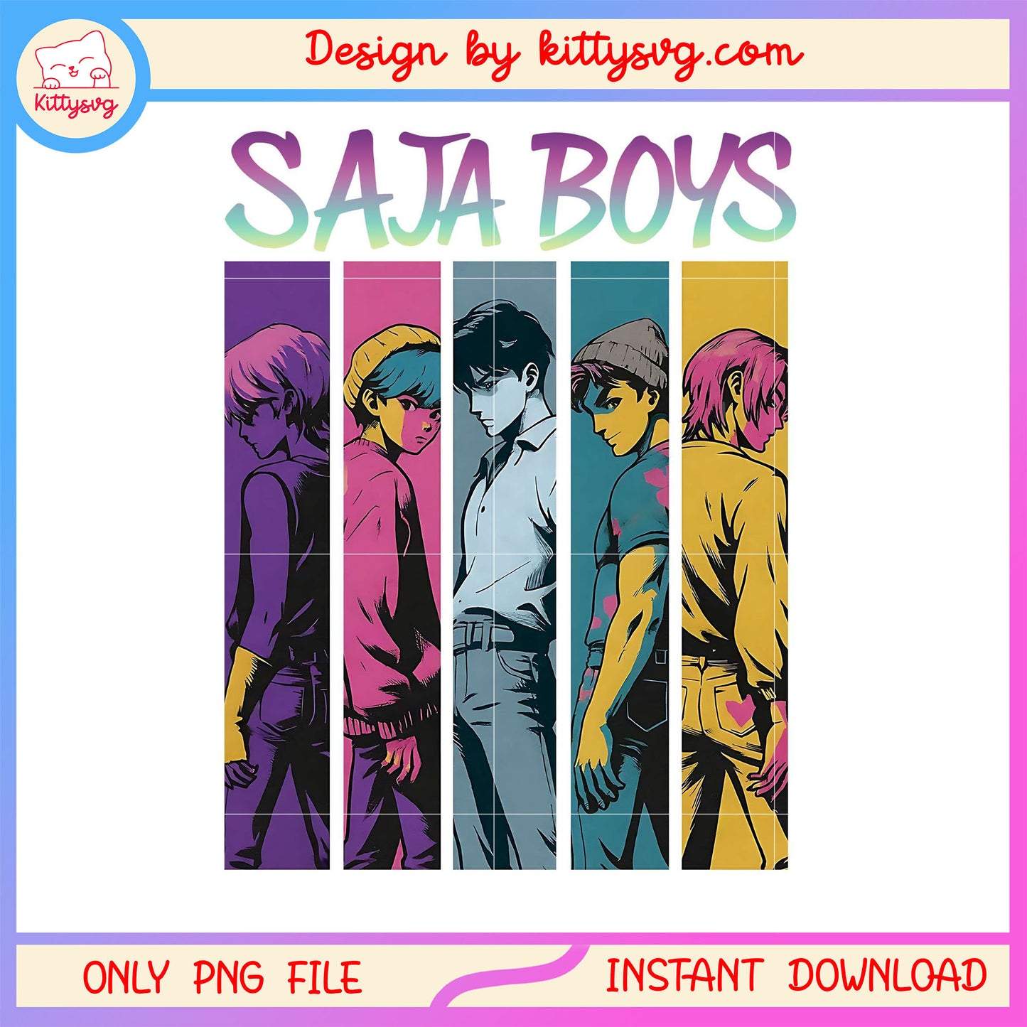 Saja boys band design png, saja boys png, kpop demon hunters merch png
